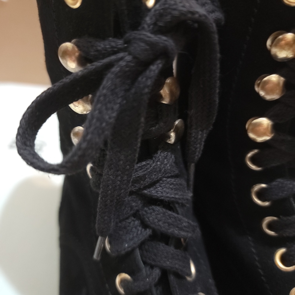 Vintage Chanel Suede Combat Boots 37.5 - Picture 4 of 8